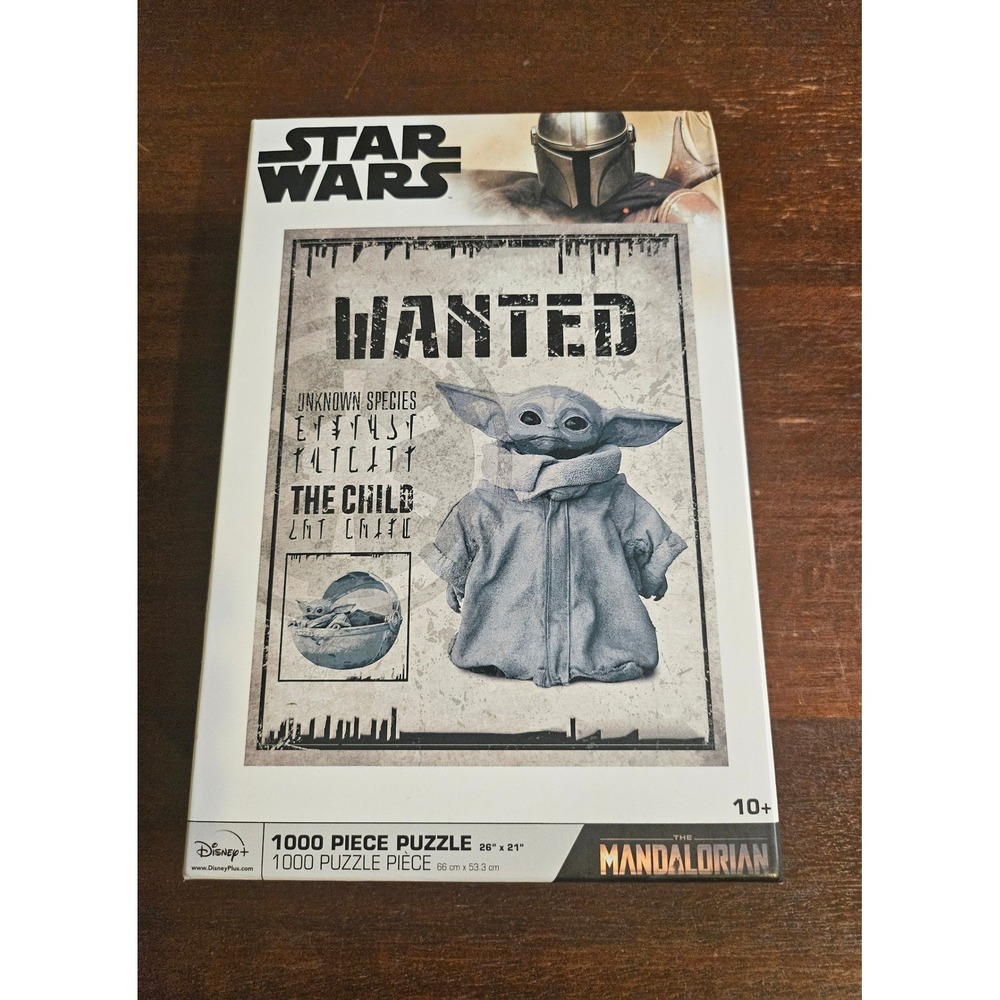 Star Wars Jigsaw Puzzle Kids 1000pc Grey Mandalorian The Child Wanted Poster